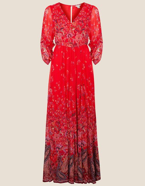 Jasmine Printed Maxi Dress, Red (RED), large