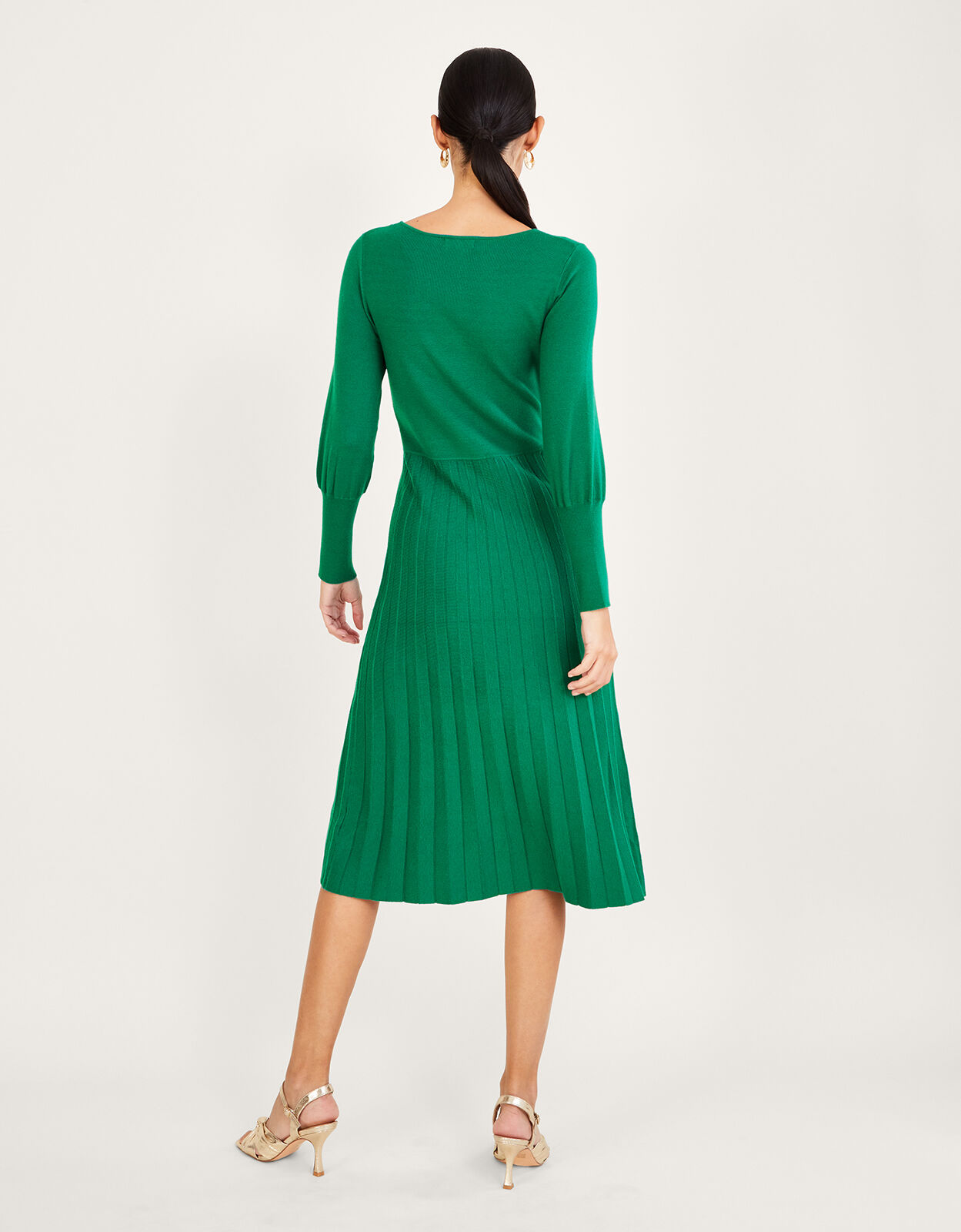 Wrap Pleated Skirt Dress with Sustainable Viscose Green