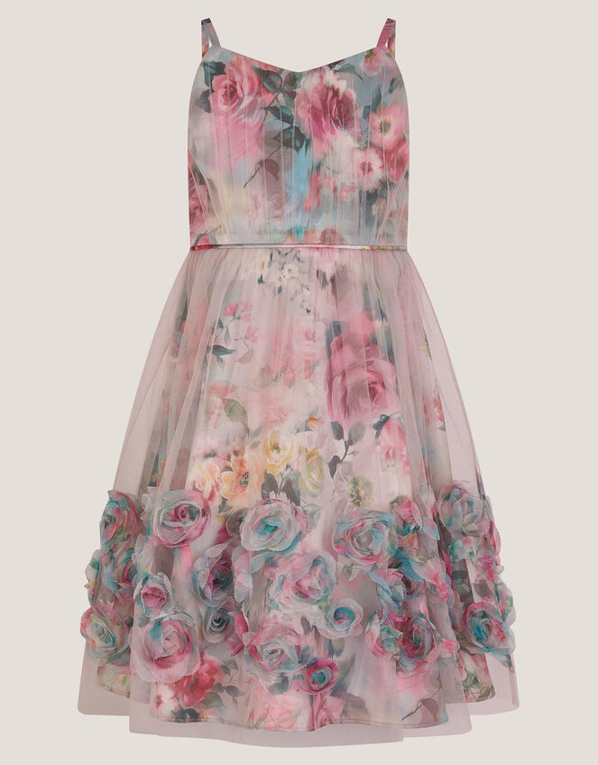 Rose Appliqu&eacute; Tulle Dress, Multi (MULTI), large
