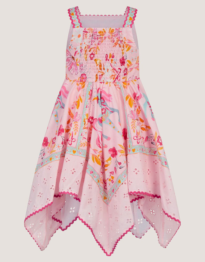 Unicorn Print Hanky Hem Dress, Pink (PINK), large