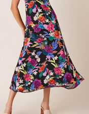 Bonnie Floral Burnout Print Midi Dress, Black (BLACK), large