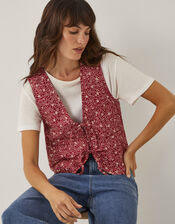 Felipa Floral Print Waistcoat, Red (RED), large