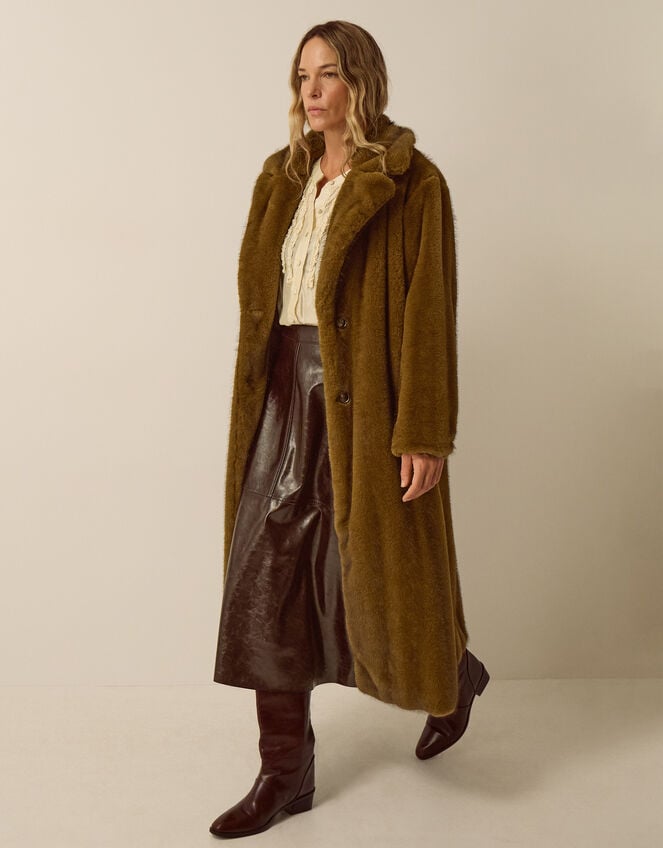 Winona Faux Fur Coat, Brown (CHOCOLATE), large