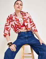 Priya Palm Print Shirt, Red (RED), large