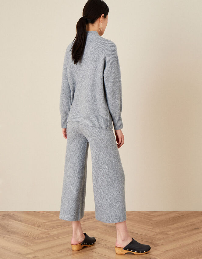 Lounge Wide Leg Knit Trousers, Grey (GREY MARL), large