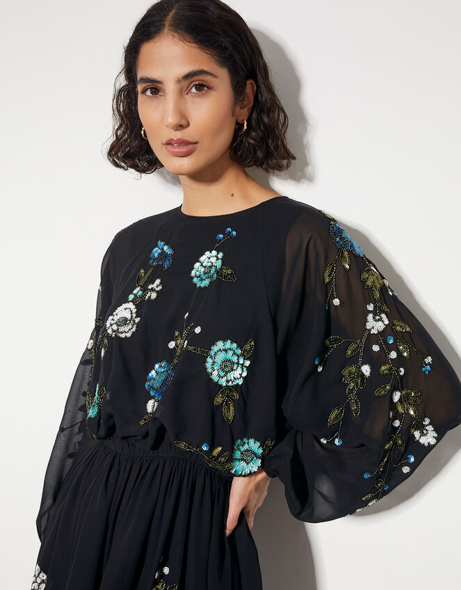 Penelope Embellished Tunic Mini Dress, Black (BLACK), large
