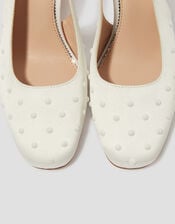 Pelia Pearl Satin Slingback Heels, Ivory (IVORY), large