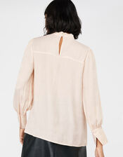 Fiona Feather Jacquard Blouse in Recycled Polyester, Cream (CREAM), large