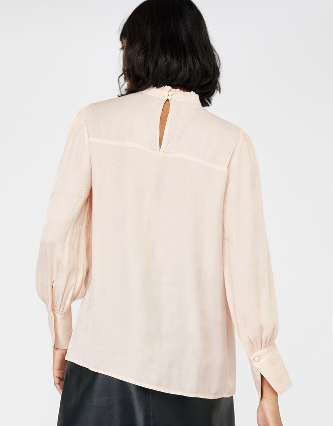 Fiona Feather Jacquard Blouse in Recycled Polyester, Cream (CREAM), large