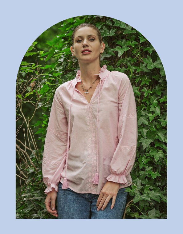 Dilli Grey Jyoti Embroidered Blouse, Pink (PINK), large
