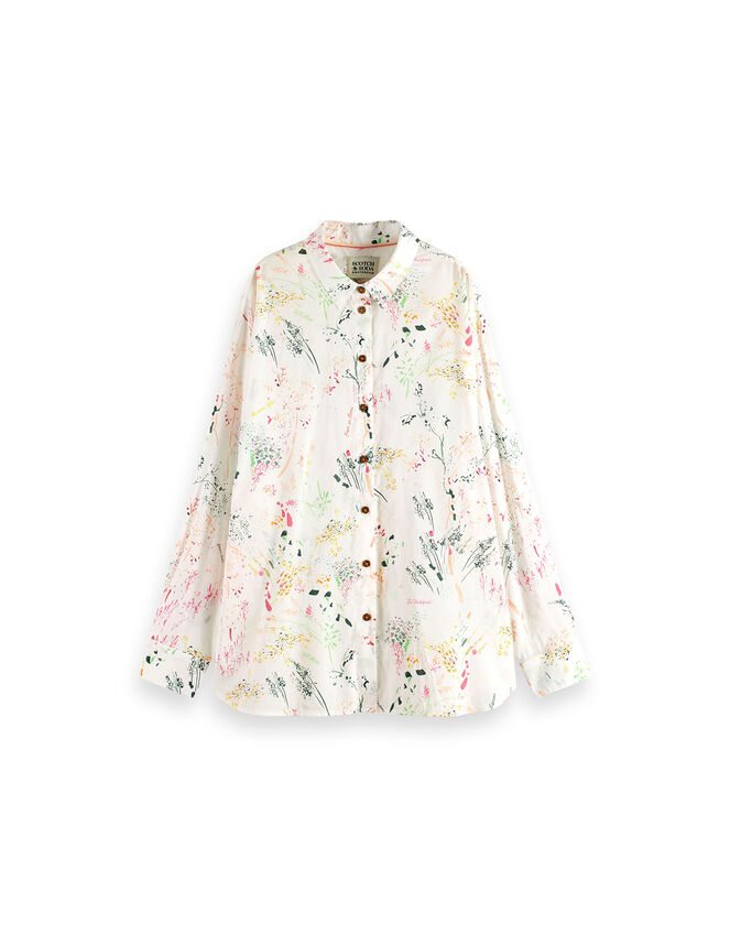Scotch and Soda Printed Oversized Shirt, White (WHITE), large