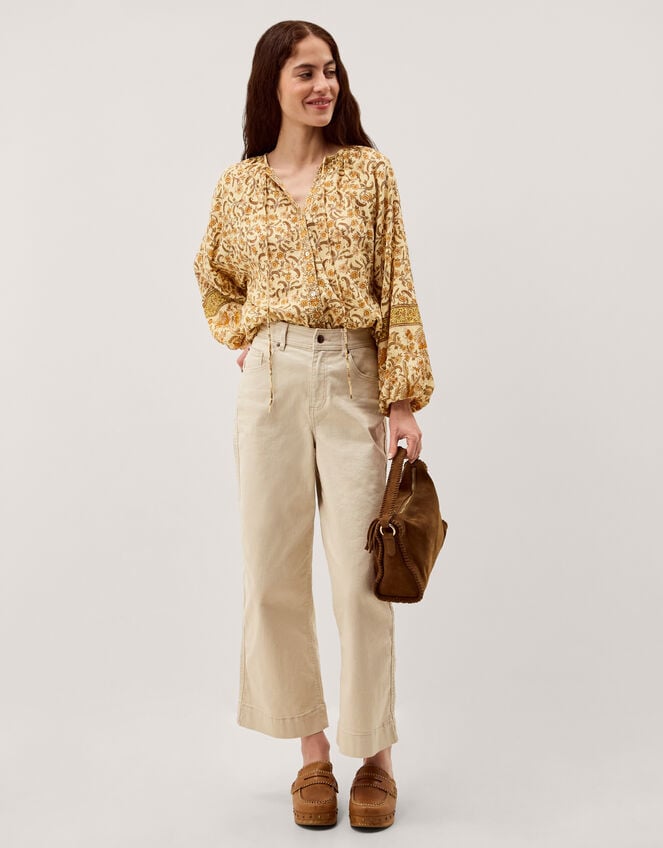 Ari Floral Print Blouse, Yellow (MUSTARD), large