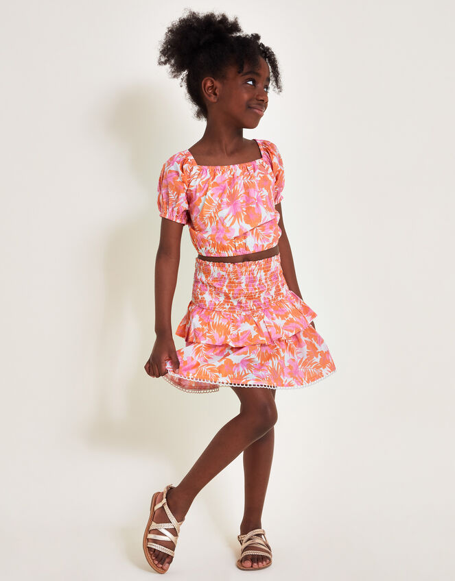 Tinashe Palm Print Skort, Orange (CORAL), large