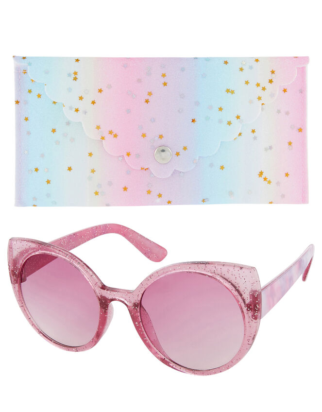 Cat Eye Tie-Dye Sunglasses with Case, , large