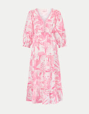 East Nanda Tropical Print Midi Dress, Pink (PINK), large
