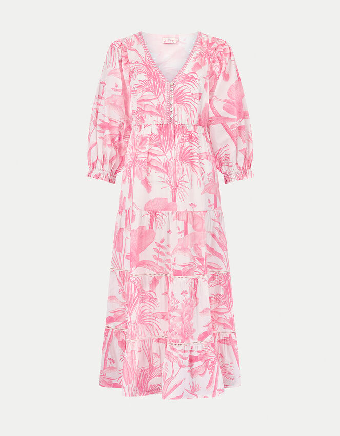 East Nanda Tropical Print Midi Dress, Pink (PINK), large