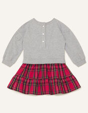Baby Mini Bow Check Dress, Grey (GREY), large