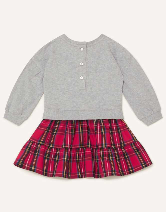 Baby Mini Bow Check Dress, Grey (GREY), large
