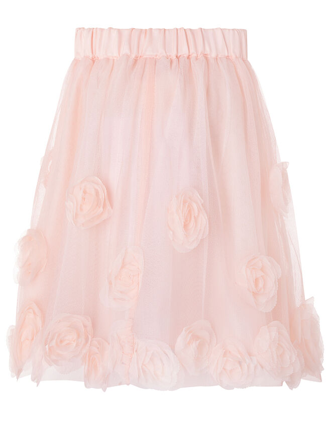 3D Roses Tulle Skirt, Pink (DUSKY PINK), large