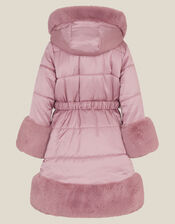 Jewel Heart Quilted Puffer Coat, Pink (PINK), large
