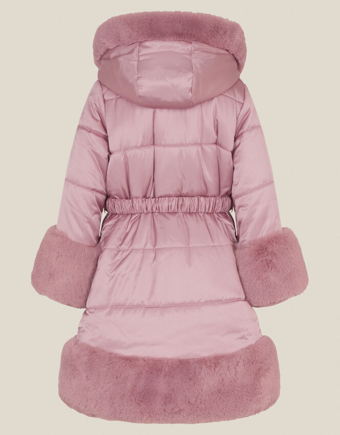 Jewel Heart Quilted Puffer Coat, Pink (PINK), large