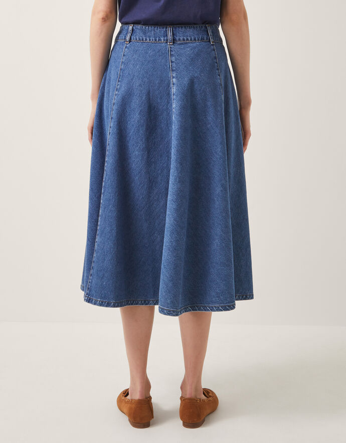 STORY A-LINE SKIRT W SIDE BUTTON-MIDI DENIM
