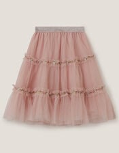 Floral Embroidered Tulle Skirt, Pink (PINK), large