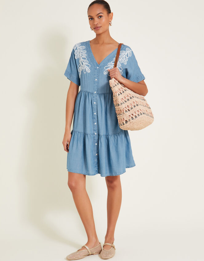 Lace Embroidered Dress Blue
