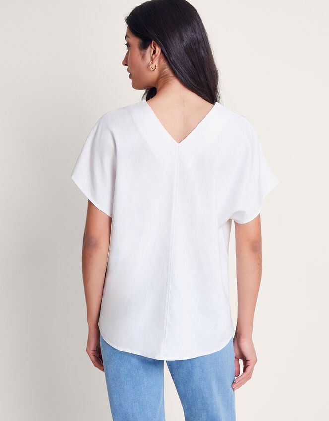 Viola V-Neck Pintuck T-Shirt White | Tops & T-shirts | Monsoon UK.
