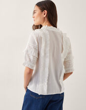 Meesha Frill Short Sleeve Shirt , Ivory (IVORY), large