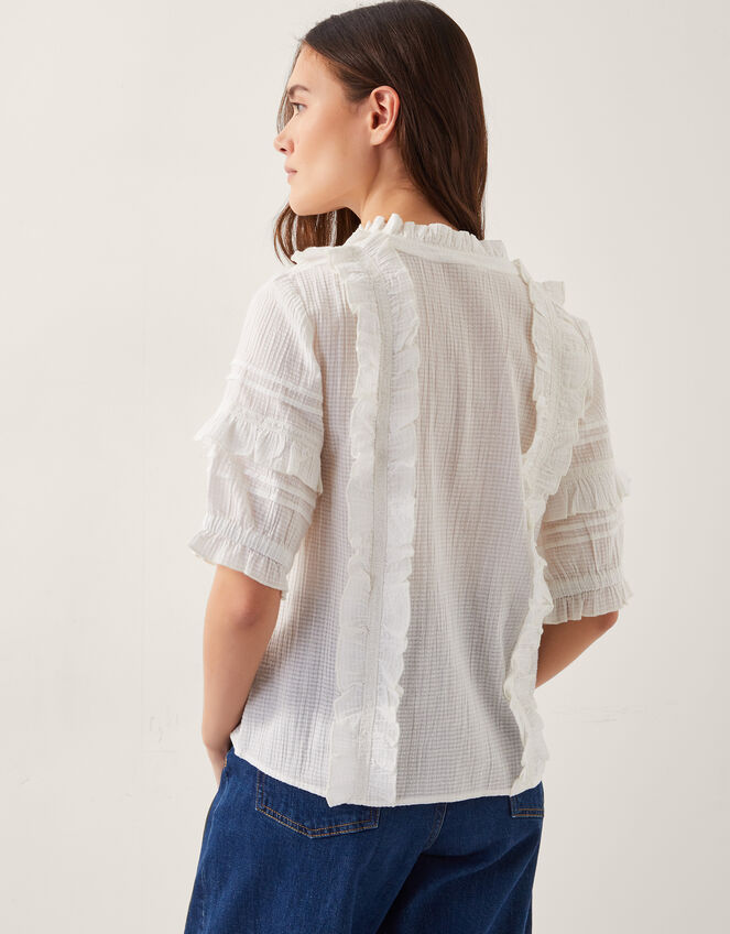 Meesha Frill Short Sleeve Shirt , Ivory (IVORY), large