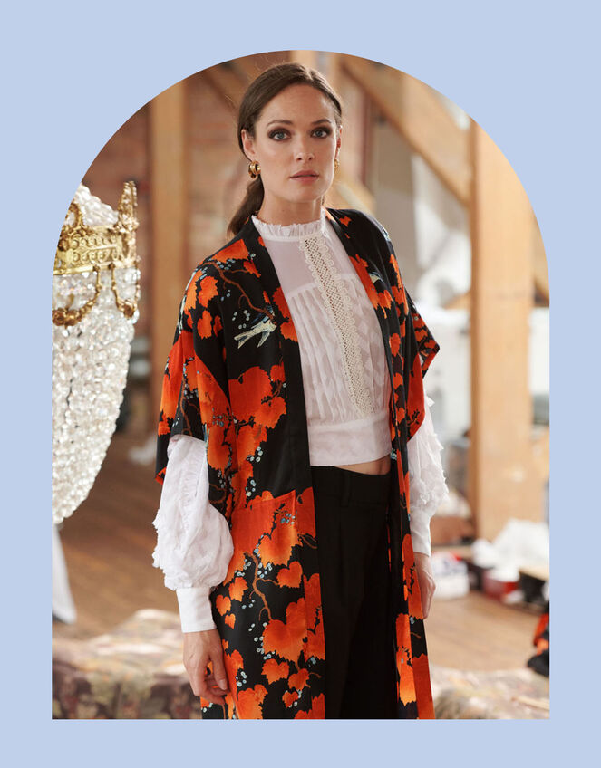 One Hundred Stars Acer Print Kimono, , large