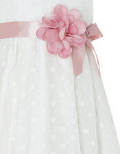 Baby Ingrid Shimmer Spot Dress, White (WHITE), large