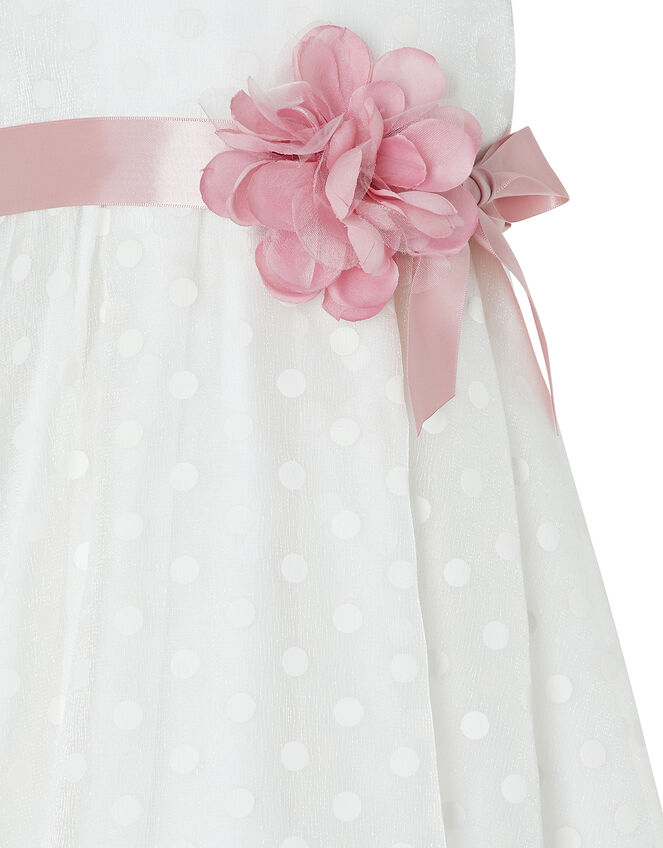 Baby Ingrid Shimmer Spot Dress, White (WHITE), large