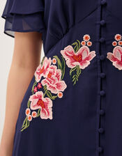 Coraline Floral Embroidered Midi Dress, Blue (NAVY), large