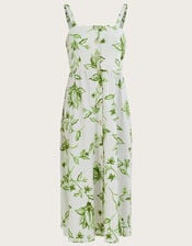 Kai Floral Print Dress in Linen Blend, Ivory (IVORY), large