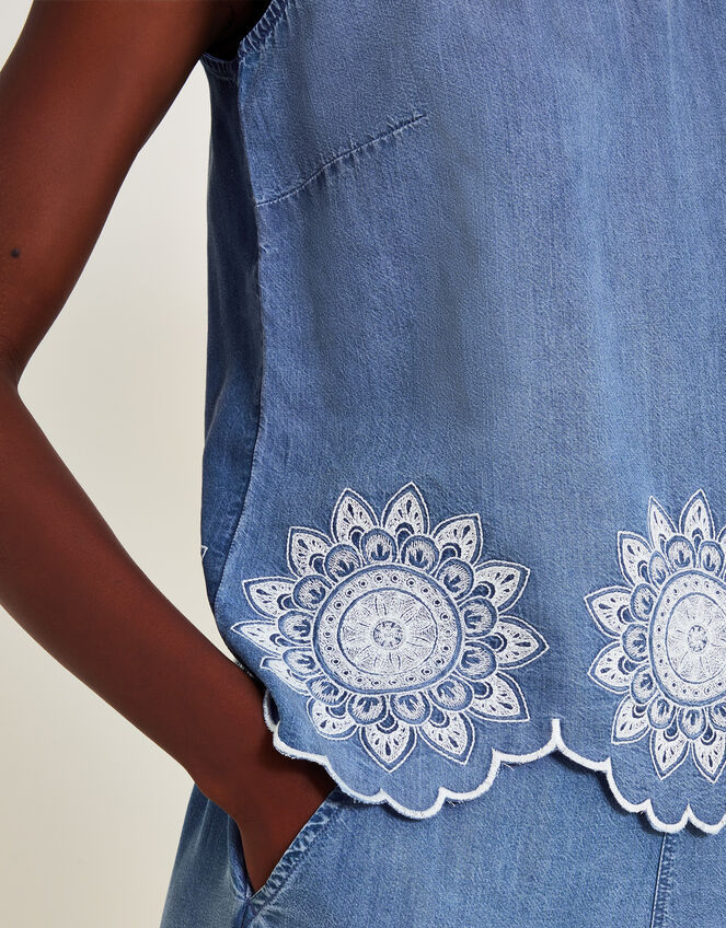 Talia Embroidered Top, Blue (DENIM BLUE), large