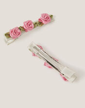 2-Pack Satin Rose Hair Clips, , large