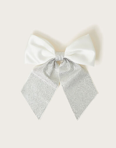 Diamante Bow Hair Clip, , large