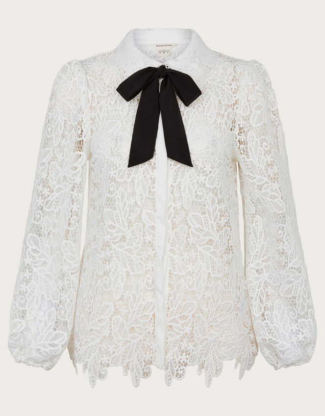 Perl Lace Blouse, Ivory (IVORY), large
