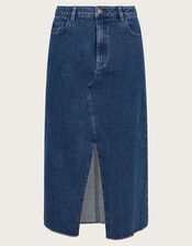 Sasha Split Denim Midi Skirt, Blue (DENIM BLUE), large