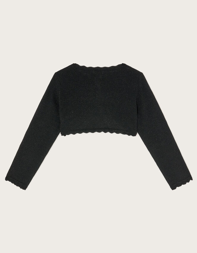 Maeve Sparkle Scallop Cardigan, Black (BLACK), large