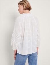 Tia Frill Blouse, White (WHITE), large