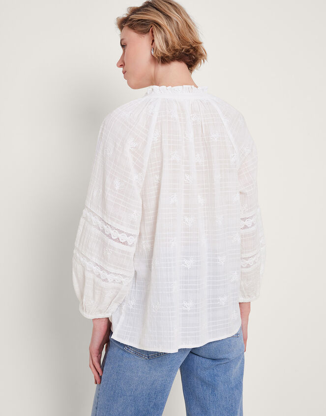 Tia Frill Blouse, White (WHITE), large