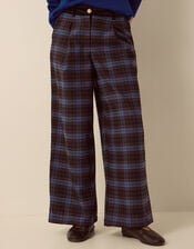 Jules Check Wide Leg Trousers, Blue (COBALT), large