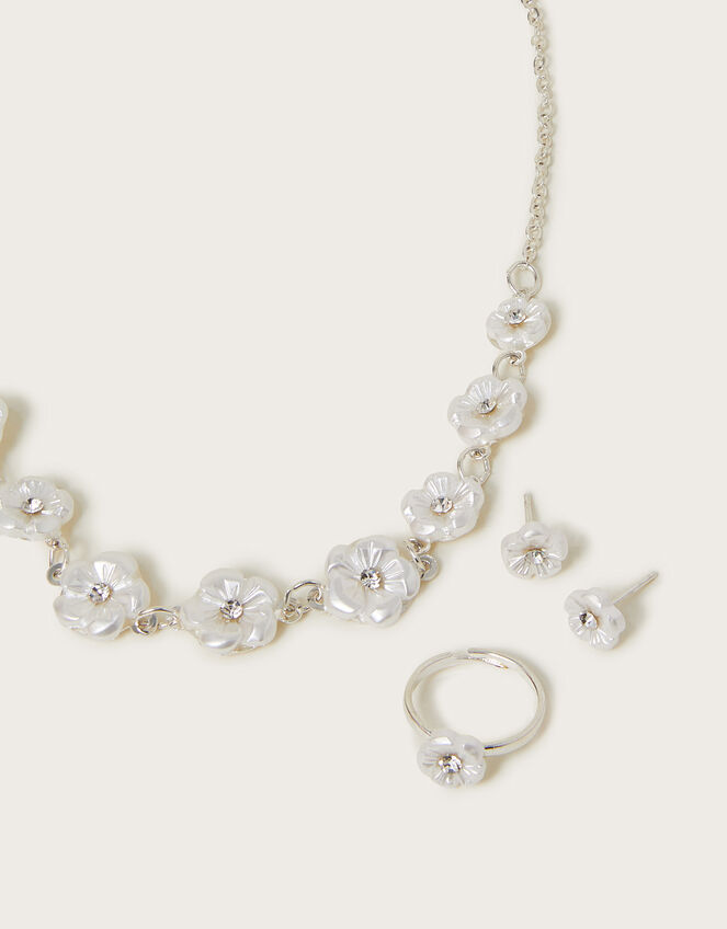 Pearly Flower Jewellery Set, Ivory (IVORY), large