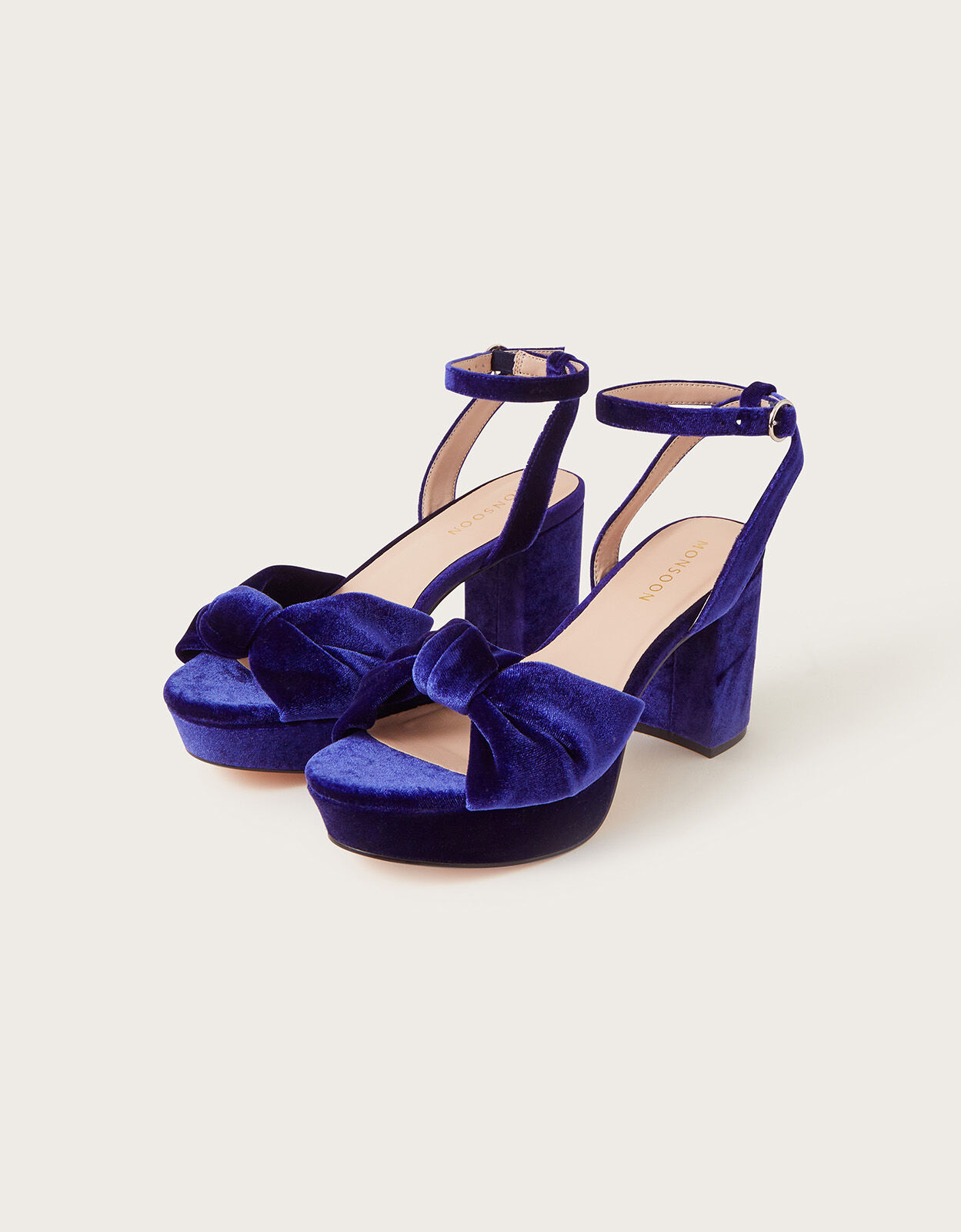 Blue velvet heels shoes best sale