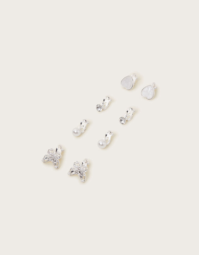 4-Pack Bridesmaid Pearl Clip-On Earrings, , large