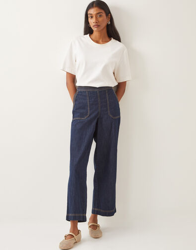Harper Regular Wide Leg Jeans, Blue (INDIGO), large