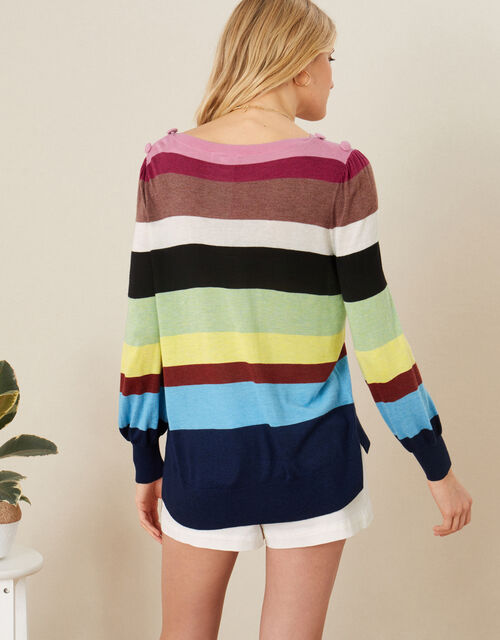 Sandra Stripe Blouson Sleeve Jumper Blue Jumpers Monsoon Uk